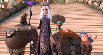 El Hada de La Noche rodeada de los personajes de este viaje imaginario a la luna.