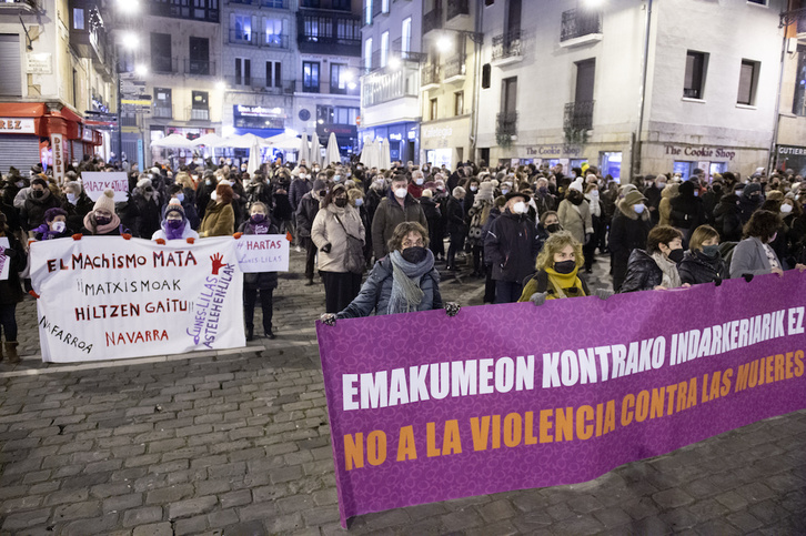 Sara Pinaren heriotza salatzeko mobilizazioa Iruñean.