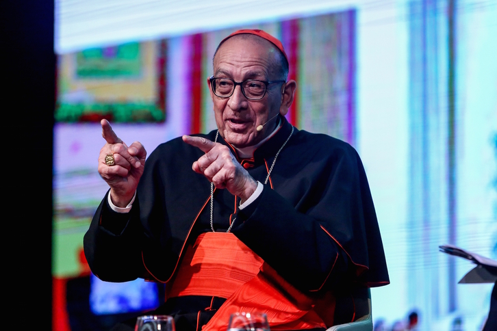El presidente de la Conferencia Episcopal Española (CEE) y cardenal arzobispo de Barcelona, Juan José Omella, en una reciente comparecencia. 