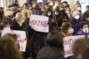 Movilización reciente en Iruñea tras el crimen machista Sara Pina. 