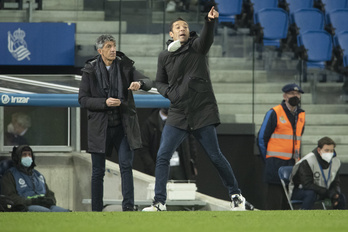 Imanol y Labaka, en el partido contra el Getafe.
