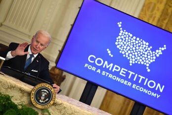 Joe Biden, presidente de EEUU, en una intervención este lunes. 