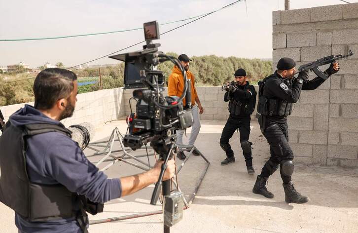 Grabación de la serie palestina ‘El puño de los hombres libres’.
