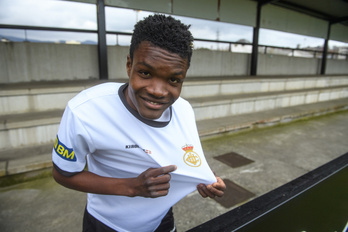 Ibrahim, con la camiseta del Real Unión.