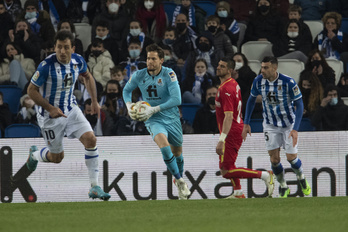 Álex Remiro mejoró ante el Getafe la mejor marca de Arconada de diez porterías a cero en los primeros 18 partidos de Liga.