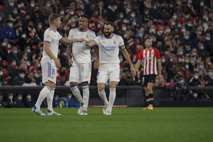 Benzemak bi gol egin zituen San Mamesen Ligako azken partidan.