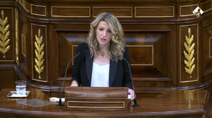 La ministra española de Economía, Yolanda Díaz, ha abierto la sesión de hoy.
