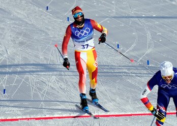 Imanol Rojo, irribarrez, helmugara iristean. 