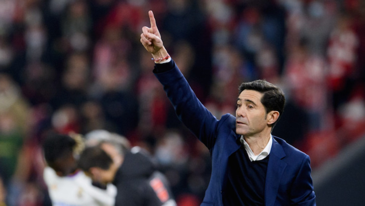 Marcelino durante el partido ante el Real Madrid.