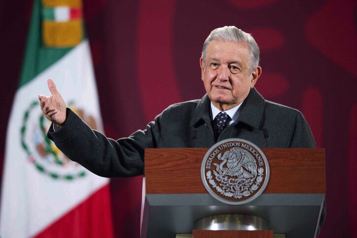 El presidente de México, Andrés Manuel López Obrador, durante una de sus conferencias matutinas, conocidas como «mañaneras». 