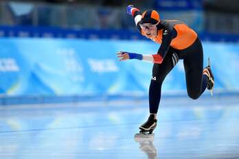 Irene Schouten 5.000 metroko lasterketan, Pekingo Olinpiar Jokoetan.