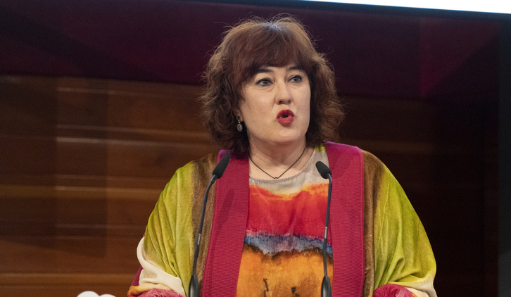 La secretaria general de EA, Eba Blanco, en su discurso de cierre del Congreso. 