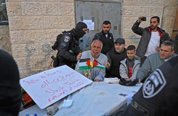 Una de las protestas que han tenido lugar recientemente en Sheikh Jarrah contra la expulsión de sus casas de los palestinos.
