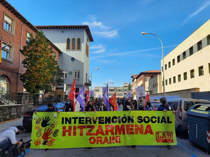 Movilización en defensa del convenio de Intervención Social, que ahora ha sido impugnado, en una imagen de archivo.