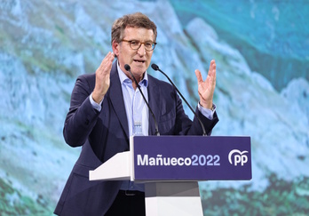 Núñez Feijóo, en un acto de la campaña de Castilla y León.