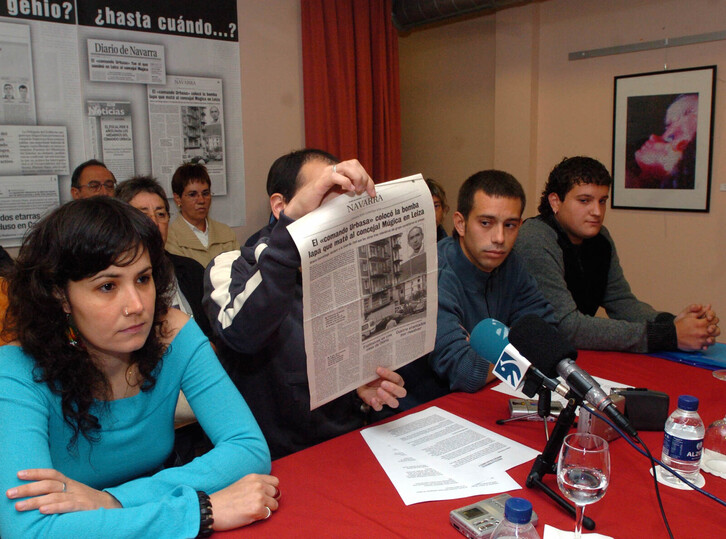 Gorostiaga, Soto, Txokarro y Sola, en su denuncia pública tras dos años en prisión por una falsa autoinculpación forzadada.