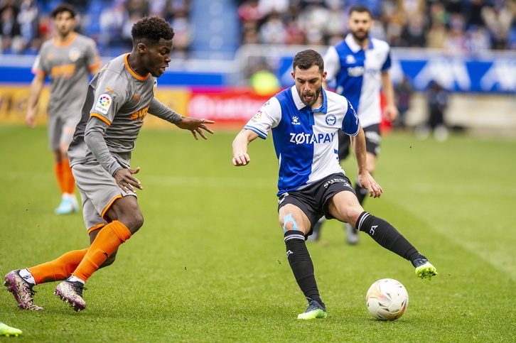 Luis Rioja, durante el partido contra el Valencia