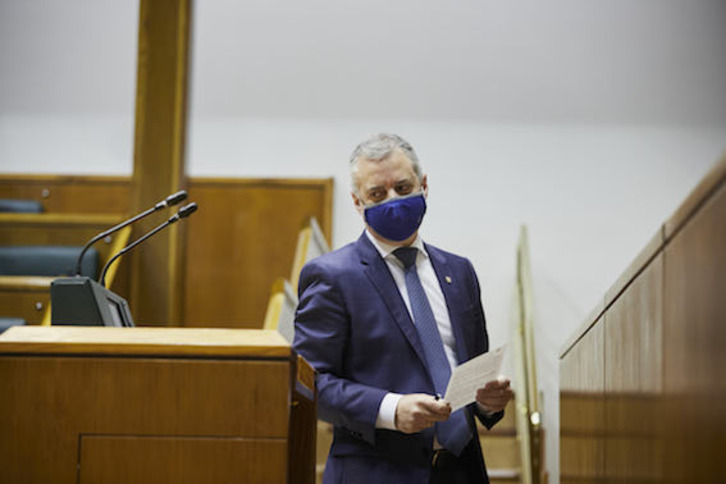 El lehendakari, Iñigo Urkullu, en un pleno de control al Gobierno.