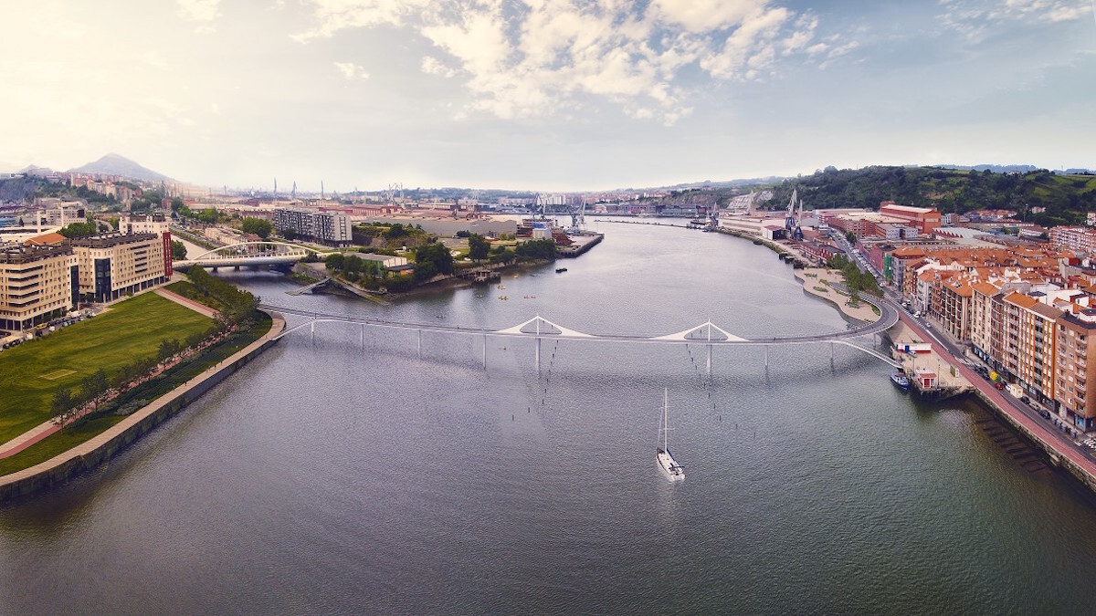 470 metros de puente unirán los dos márgenes de la Ría. (Diputación de Bizkaia)