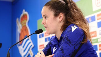 Eizagirrek Zubietan hitzegin du entrenamenduaren ostean.