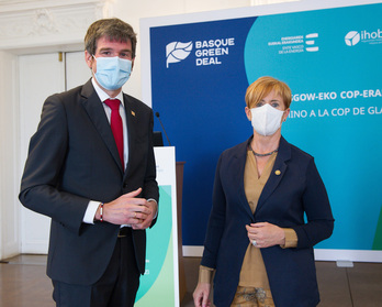 Urtaran, presidente de Eudel, y la consejera Tapia en un acto «verde» conjunto.