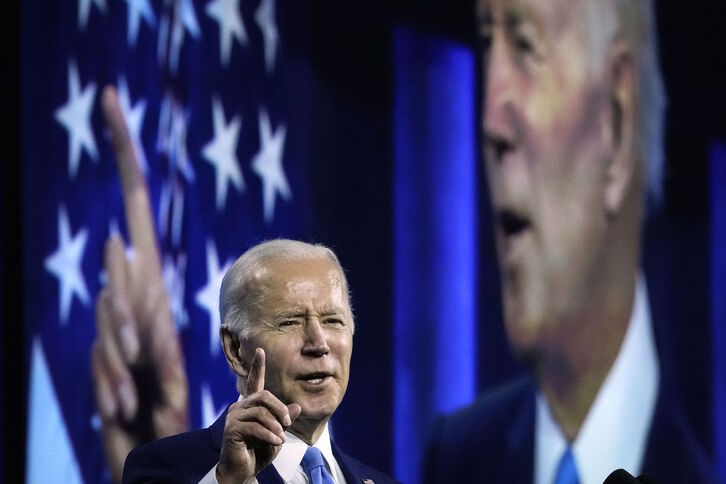 Joe Biden intervienen un acto en Washington. 