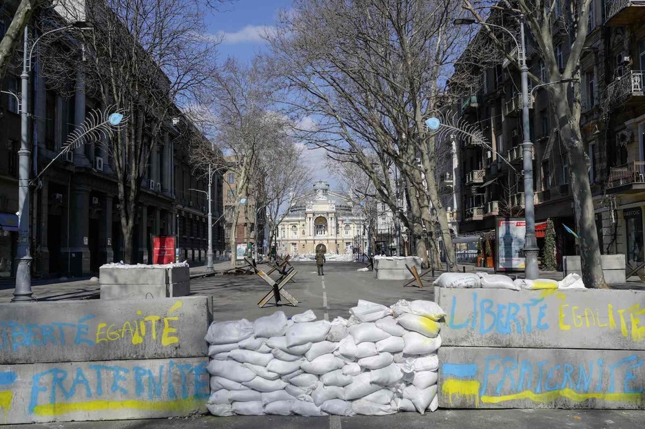 Barricadas en el centro de Odessa.