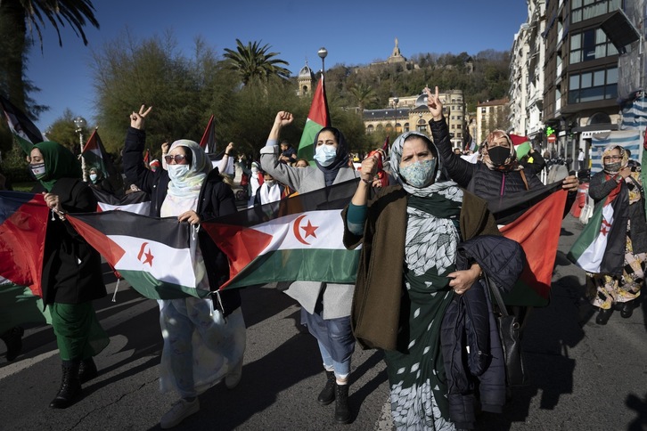Imagen de archivo de una de las numerosas movilizaciones en Euskal Herria por la libertad del pueblo saharaui.