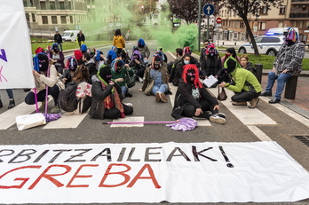 Garbitzaileek Bilborako sarreretako bat moztu zuten martxoaren 16an.