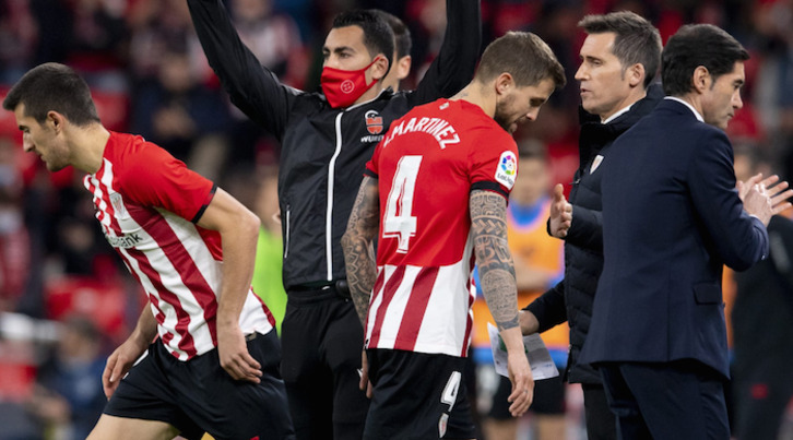 Iñigo Martínez se lesionó en el partido ante el Levante en San Mamés y fue sustituido por Vivian.