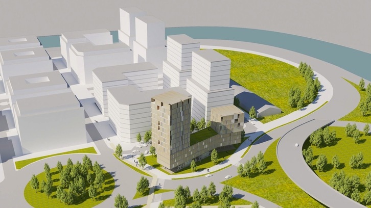 Recreación de unos de los edificios que albergará alojamientos dotacionales en Donostia.