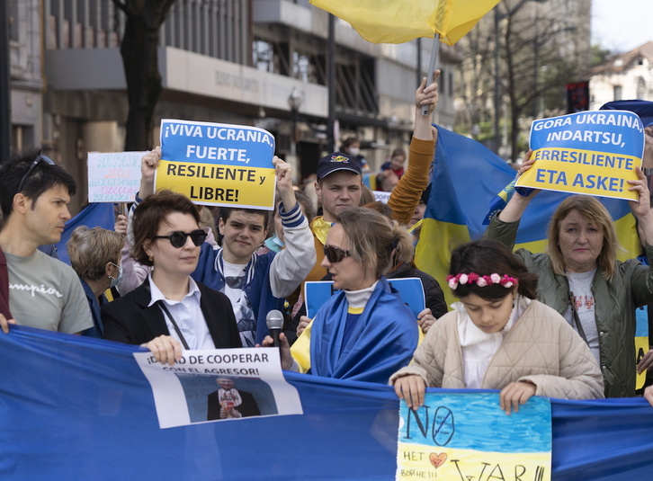 Ukrainako gerraren aurkako manifestazioa Bilbon.