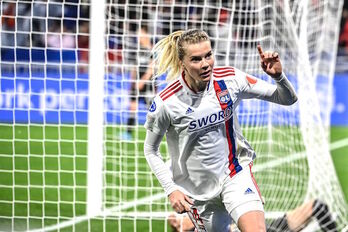 El Olympique remontó la eliminatoria ante la Juventus. En la imagen, Ada Hegerberg, autora del primer gol.