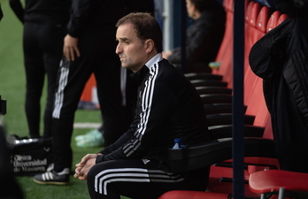 Jagoba Arrasate en un partido en El Sadar.