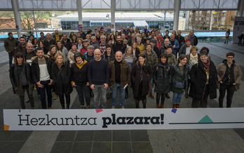Hezkuntza Plazara ekimeneko kideek martxoaren 5ean egin zuten lehenengo agerraldia, Hernanin.