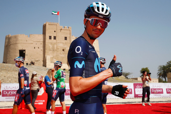 Óscar Rodríguez, en el Tour de UAE, donde tuvo una actuación destacada.