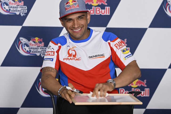 Jorge Martín, feliz tras su gran tiempo en el Gran Premio de las Américas.