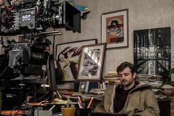 Gorka Otxoa en el rodaje de 'Eres tú'.