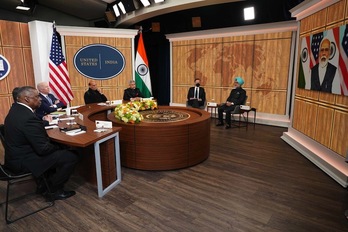 El presidente de EEUU, Biden, y el primer ministro indio, Modi, en el IV Diálogo Ministerial bilateral.