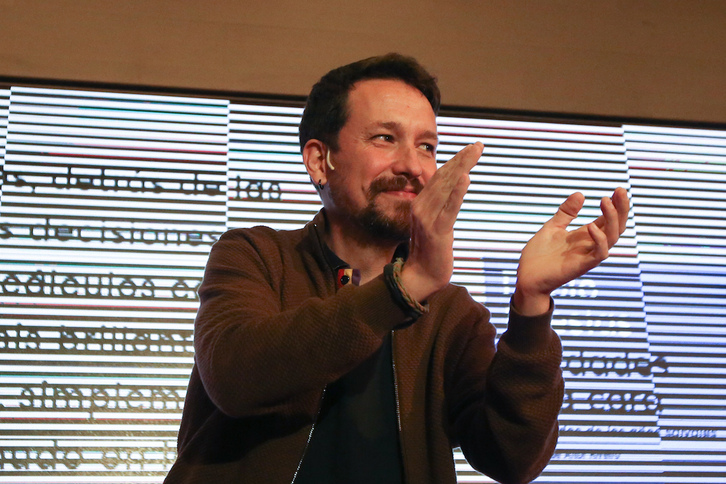 Pablo Iglesias, durante la presentación de su libro en Madrid.