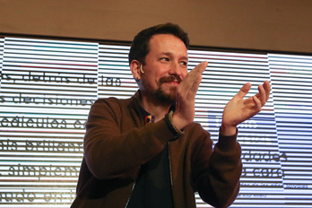 Pablo Iglesias, durante la presentación de su libro en Madrid.