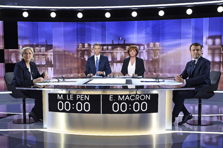 Imagen del debate televisado entre las dos vueltas de la campaña presidencial de 2017.