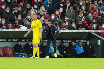 Marcelino en el partido contra el Cádiz de la primera vuelta.
