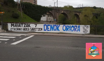 Sarek antolatutako M7 Billabona- Orio martxaren pankarta