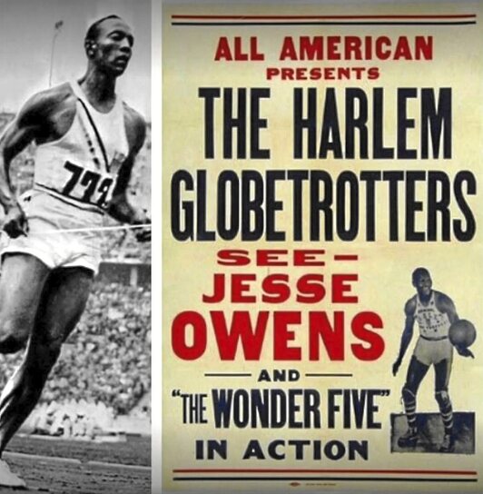  Jesse Owens atleta, Berlingo estadio olinpikoko izarra; HGTk 75.000 ikusle elkartu zituen bertan 1950ean.