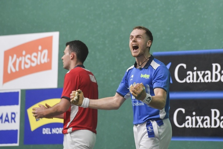 Unai Lasoren euforia eta poza, Erik Jakarekikoak egin eta gero.