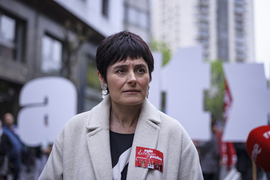 Garbiñe Aranburu, LABeko idazkari nagusia, Bilboko manifestazioan. Garbiñe Aranburu, LABeko idazkari nagusia, Bilboko manifestazioan.