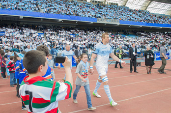 Partido de rugby en Anoeta entre Aviron Bayonnais y Toulon, en 2013.