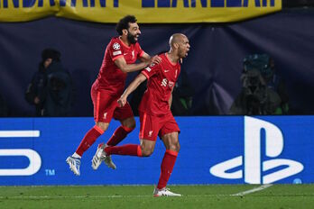 Fabinho celebra el gol con el que el Liverpool ha iniciado la remontada.