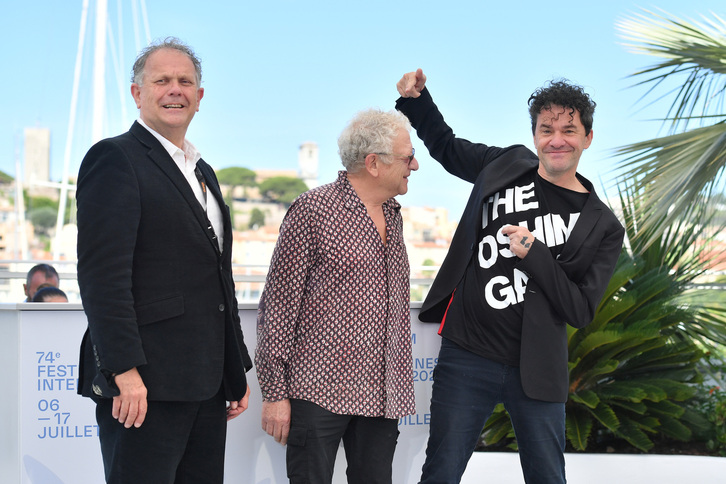 David P. Kelly, Jeremy Thomas y Mark Cousins en Cannes Classics.